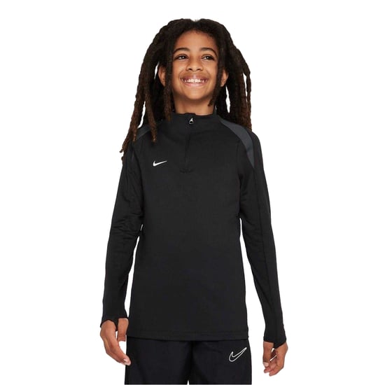 Nike Kinder-Swoosh-trui met kwartritssluiting van drillstof (Zwart/Wit) - Image 2