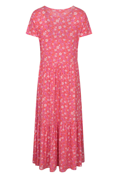 'Sardinia' Women's Tiered Dress Casual Lightweight Short Sleeve Ladies Outfit Pink - Image 3