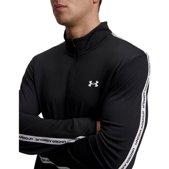 Under Armour Heren Tech Textured Half Zip Top (Zwart, Wit) - Image 3