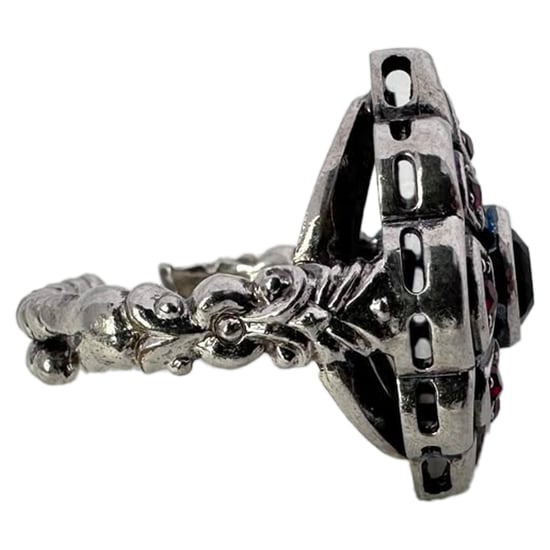 Gucci Red Crystal-Embellished Flower Ring in Silver Metal - Image 5