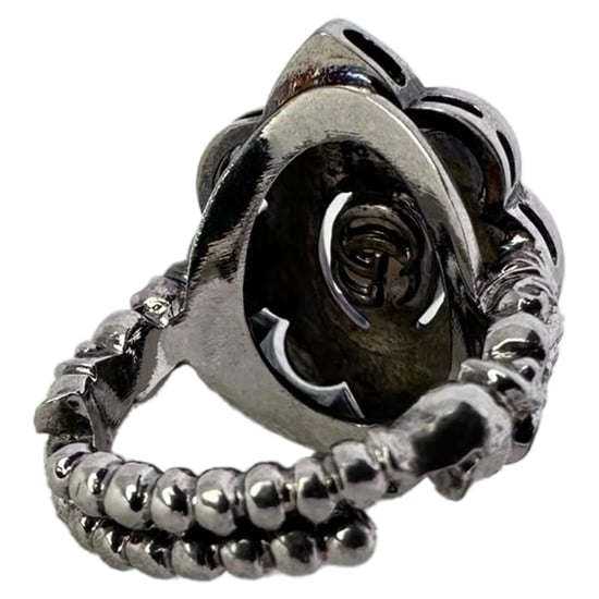 Gucci Red Crystal-Embellished Flower Ring in Silver Metal - Image 6