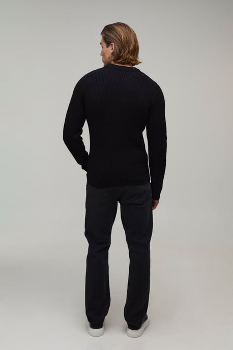 Muscle Fit Ribbed Knitted Jumper - Image 2