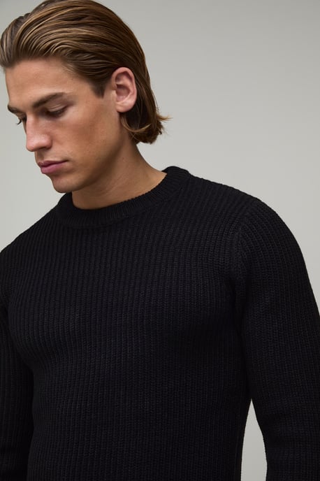 Muscle Fit Ribbed Knitted Jumper - Image 3