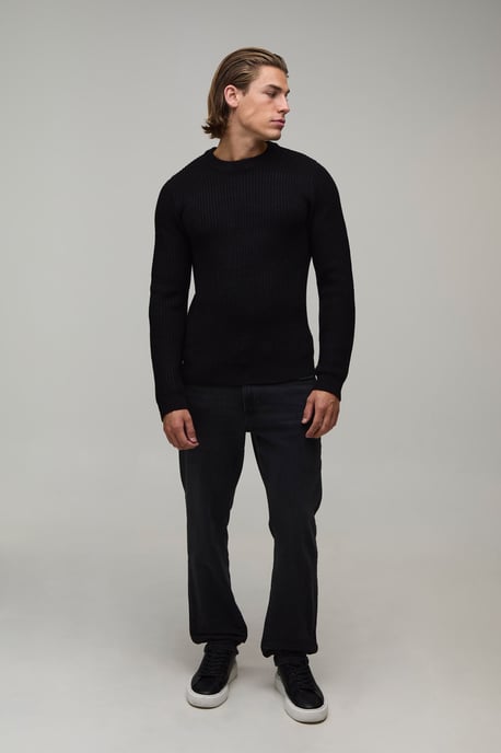 Muscle Fit Ribbed Knitted Jumper - Image 4