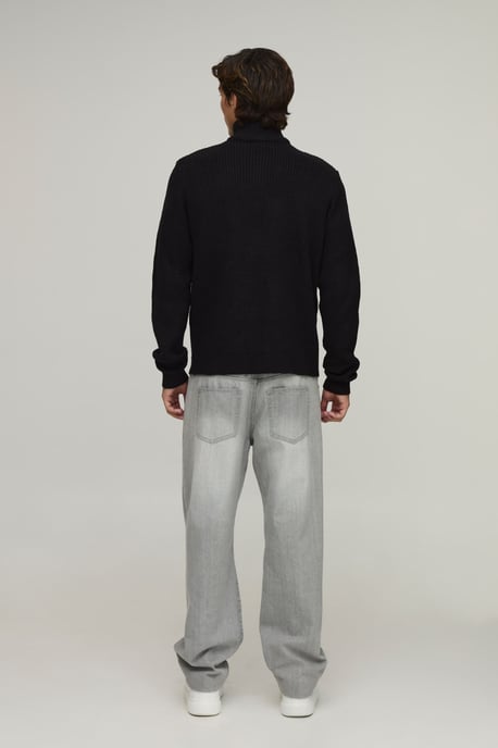 Regular Fit 1/4 Zip Ribbed Knitted Jumper - Image 2