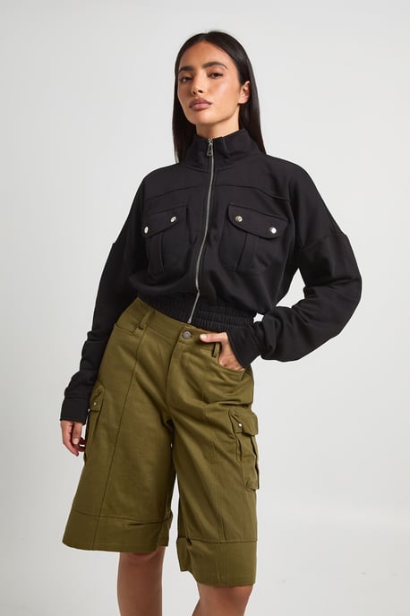Pocket Detail Bomber Jacket - Image 1