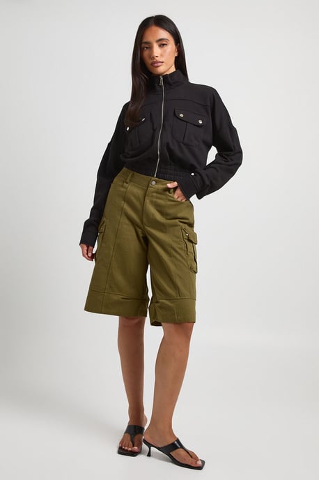 Pocket Detail Bomber Jacket - Image 3