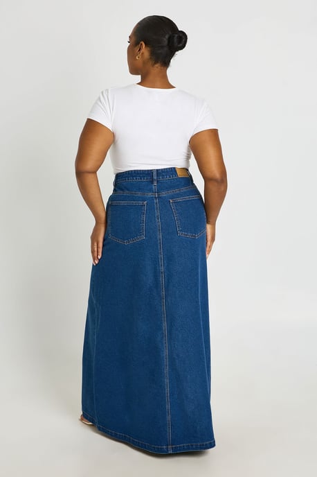 Plus Seam Detail Denim Maxi Skirt - Image 2