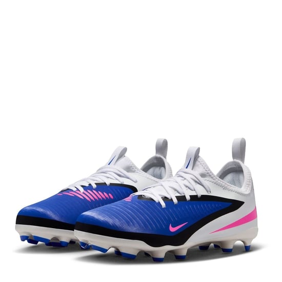 Boys Nike Phantom 6 Academy Low Juniors Firm Ground Football Boots in Blue/Wht/Pink - Image 3