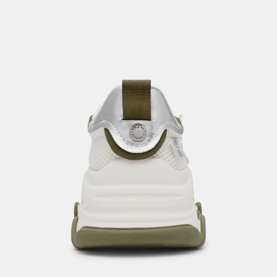 Women's Steve Madden Possession E Lace Up Platform Sneakers in Olive / Silver - Image 3