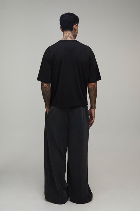 Tall Black Oversized Boxy Graffiti Print T-Shirt - Image 2