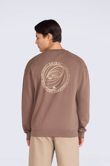 'Jonah' Men's Drop Shoulder Sweatshirt Casual Lightweight Cotton Pullover Jumper Brown - Image 2