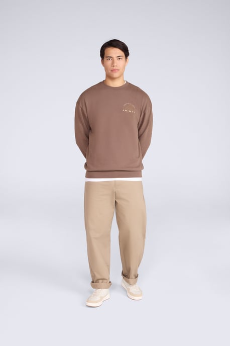 'Jonah' Men's Drop Shoulder Sweatshirt Casual Lightweight Cotton Pullover Jumper Brown - Image 4
