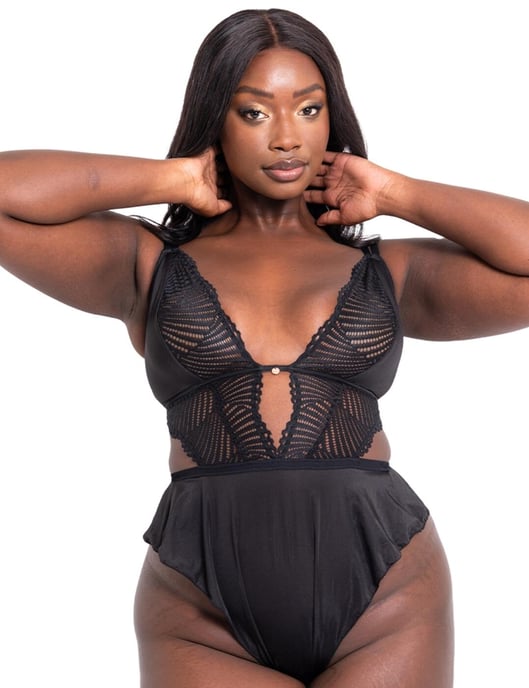 Scantilly by Curvy Kate After Hours Stretch Lace Teddy - Black - Image 1
