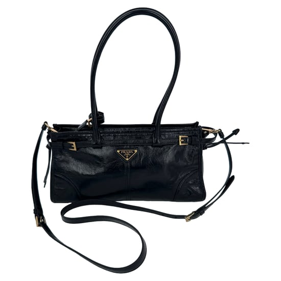 Prada Medium Bonnie Axelväska i Svart Läder - Image 2