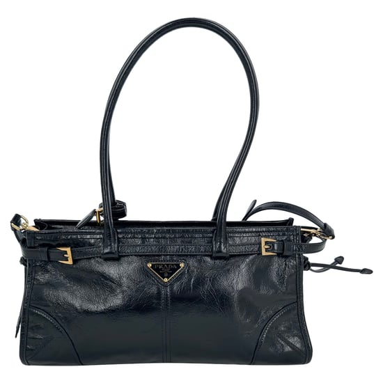 Prada Medium Bonnie Axelväska i Svart Läder - Image 3