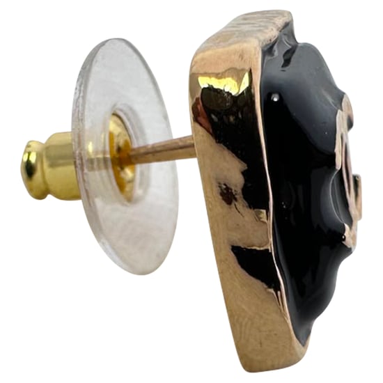 Chanel CC Stud Earrings in Black Resin - Image 5