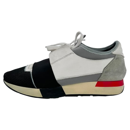 Balenciaga Race Runner Sneakers in White Leather and Mesh - Image 2