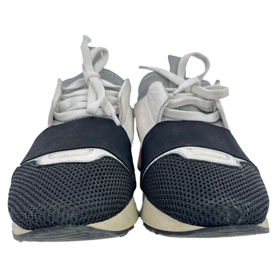 Balenciaga Race Runner Sneakers in White Leather and Mesh - Image 3