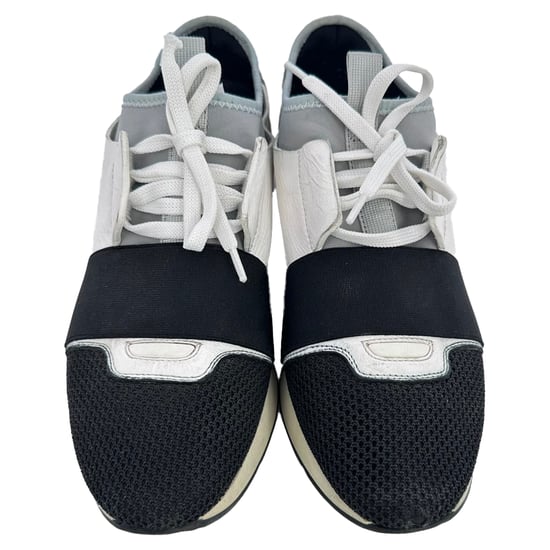 Balenciaga Race Runner Sneakers in White Leather and Mesh - Image 4