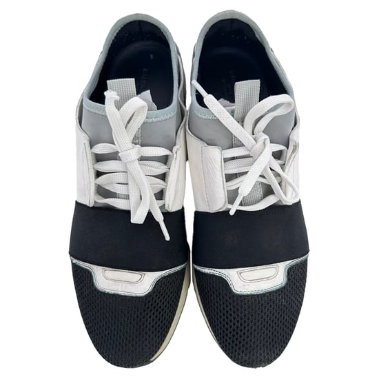 Balenciaga Race Runner Sneakers in White Leather and Mesh - Image 5