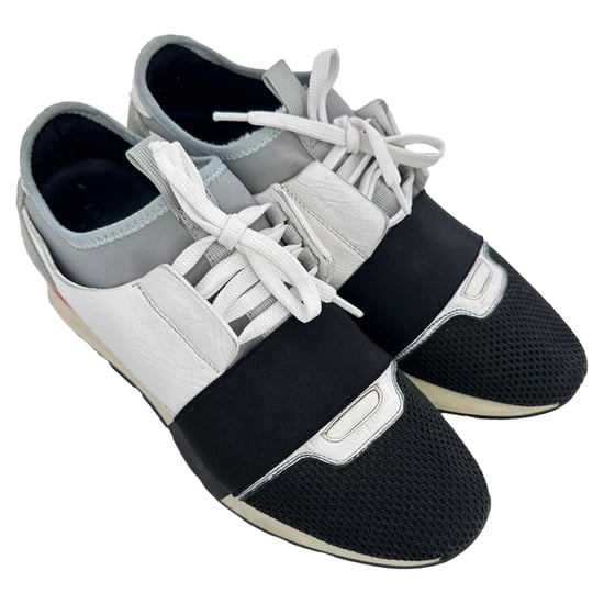 Balenciaga Race Runner Sneakers in White Leather and Mesh - Image 6