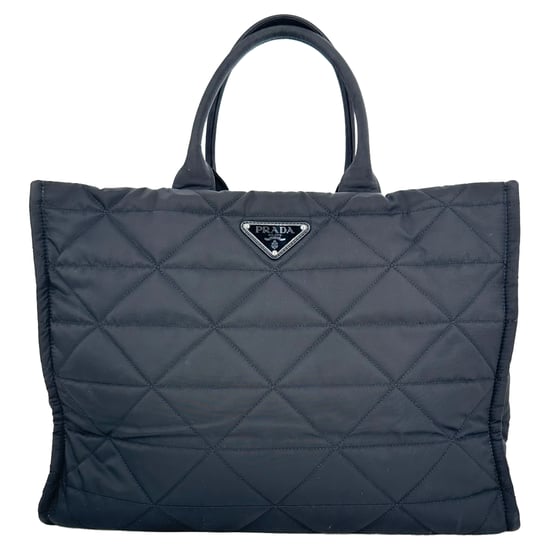 Prada Re-Nylon Quilted Tote Bag in Black Polyamide - Image 2