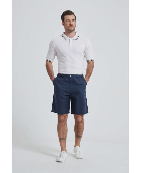 William de Faye - Linen Shorts - Blue - Image 1