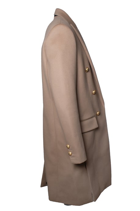 Balmain, beige wool overcoat with gold buttons - Image 3
