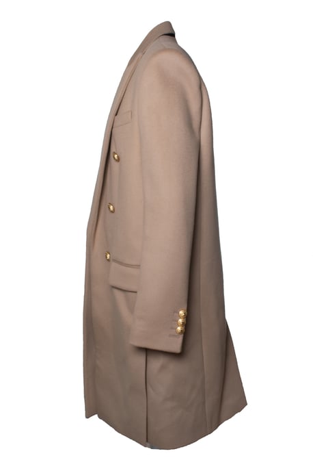 Balmain, beige wool overcoat with gold buttons - Image 4