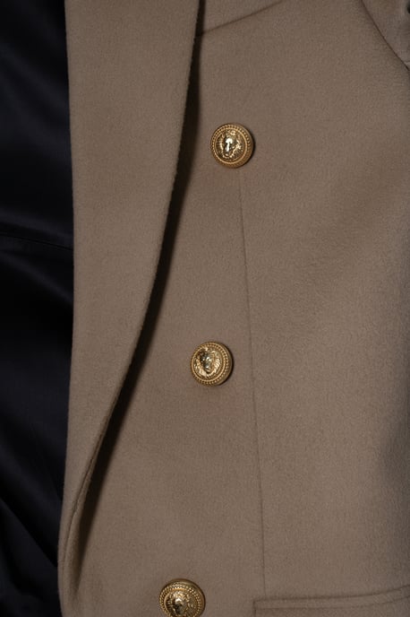 Balmain, beige wool overcoat with gold buttons - Image 5