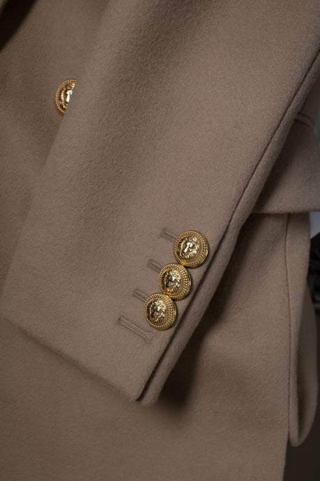 Balmain, beige wool overcoat with gold buttons - Image 6