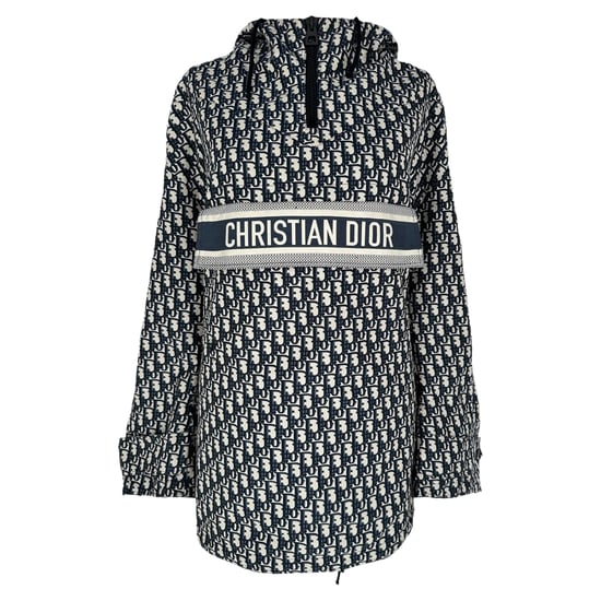 Christian Dior Oblique Hooded Anorak Jacket in Navy Blue Polyester - Image 1