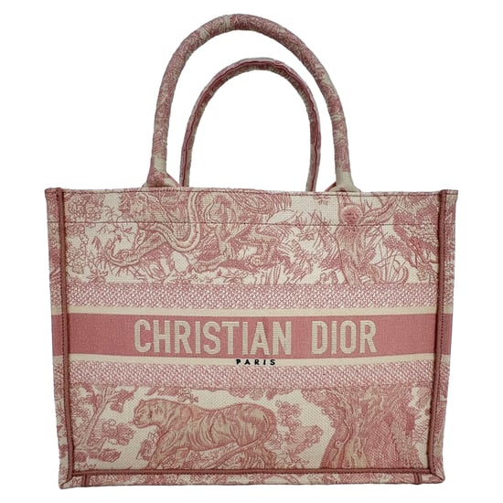 Dior Medium Book Tote Toile de Jouy Embroidered Bag in Pink Canvas - Image 1