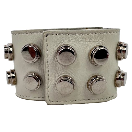 Saint Laurent Studded Wrap Bracelet in White Leather - Image 1