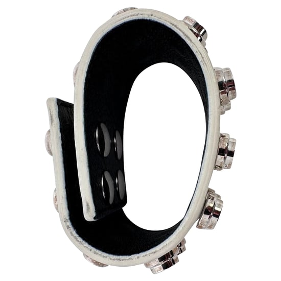 Saint Laurent Studded Wrap Bracelet in White Leather - Image 4