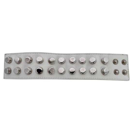 Saint Laurent Studded Wrap Bracelet in White Leather - Image 5