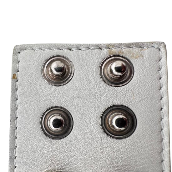 Saint Laurent Studded Wrap Bracelet in White Leather - Image 6