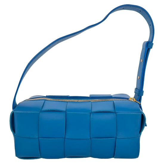 Bottega Veneta Small Brick Cassette Shoulder Bag in Blue Lamb Leather - Image 3