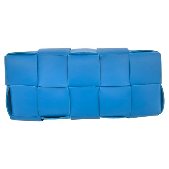 Bottega Veneta Small Brick Cassette Shoulder Bag in Blue Lamb Leather - Image 4