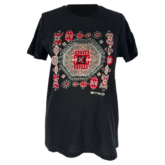 Etro Geometric Printed Crewneck T-Shirt in Black Cotton - Image 1