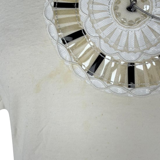 Chanel 20C Lace Clock Short Sleeve T-shirt in White Viscose - Image 3
