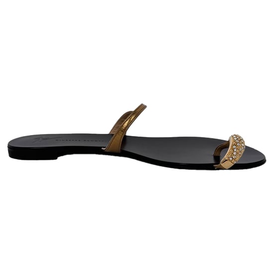 Giuseppe Zanotti Ring Flat Sandals in Black Leather - Image 1