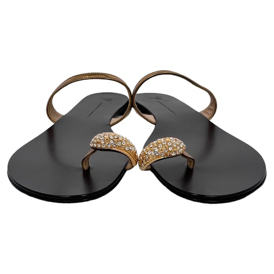 Giuseppe Zanotti Ring Flat Sandals in Black Leather - Image 2