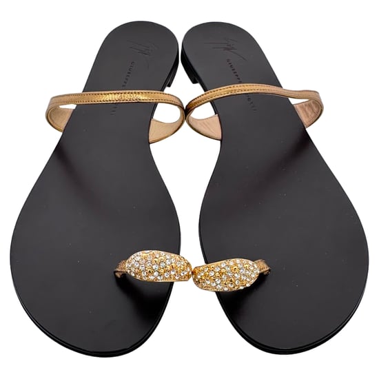 Giuseppe Zanotti Ring Flat Sandals in Black Leather - Image 3