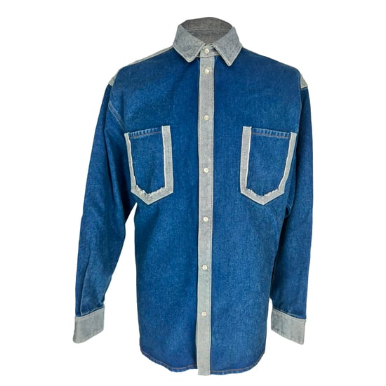 Marni Two-Tone Denim Button Down Shirt in Blue Cotton - Image 1