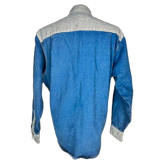 Marni Two-Tone Denim Button Down Shirt in Blue Cotton - Image 3