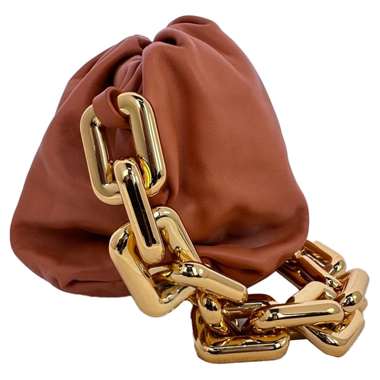 Bottega Veneta Chain Pouch Bag in Brown Calfskin Leather - Image 3