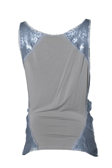 Donna Karan, grå metallic paljetttopp - Image 2
