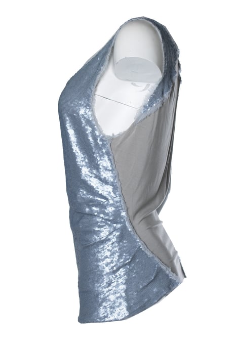 Donna Karan, grå metallic paljetttopp - Image 3